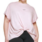 DKNY Women's Knot Front Metallic Logo T-Shirt Pink Size 1X