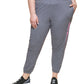 DKNY Women's Sport Tie Pocketed Drawstring Joggers Logo Graphic High Waist Pants Gray Size 3X