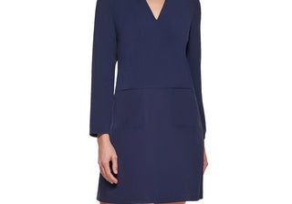 DKNY Women's Black V-Neck Shift Dress Size Medium