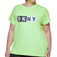 DKNY Women's Two Tone Logo Graphic T-Shirt Green Size 1X
