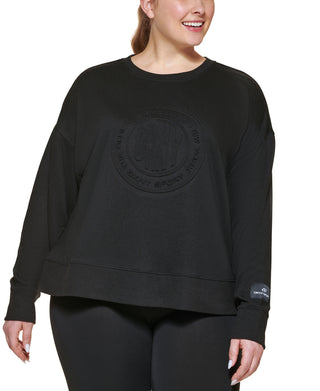 DKNY Women's Embossed Medallion Sweatshirt Black Size 3X