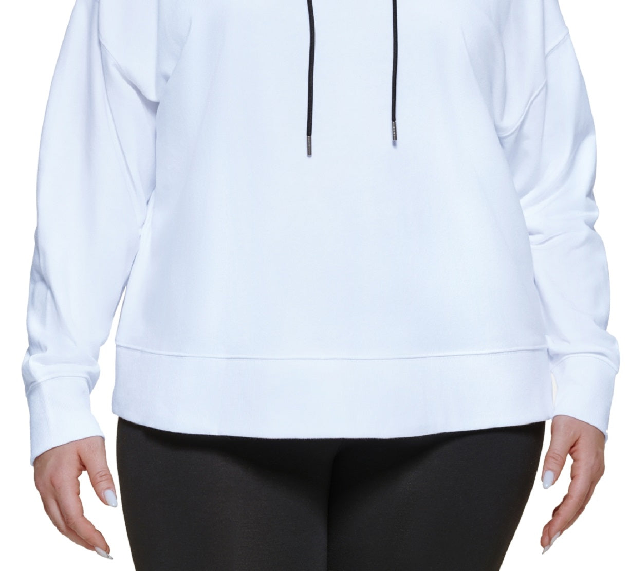 DKNY Women's Metallic Logo Cropped Hoodie White