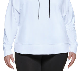 DKNY Women's Metallic Logo Cropped Hoodie White