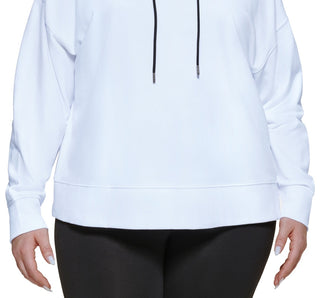 DKNY Women's Metallic Logo Cropped Hoodie White