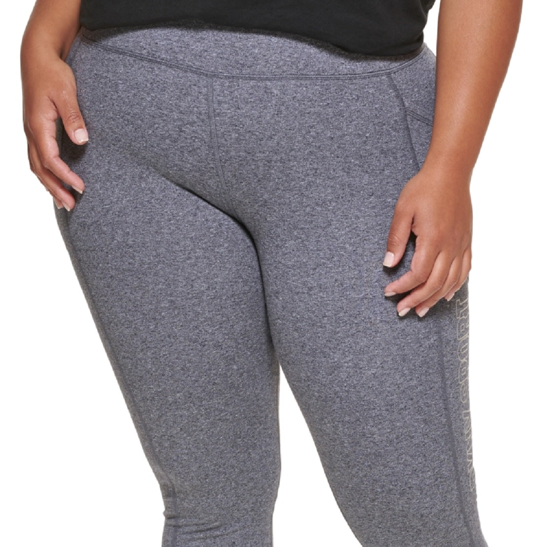 DKNY Women's Metallic Logo 7/8 Leggings Gray Size 2X