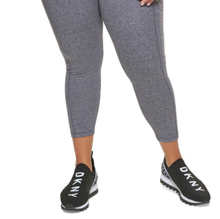 DKNY Women's Metallic Logo 7/8 Leggings Gray Size 2X