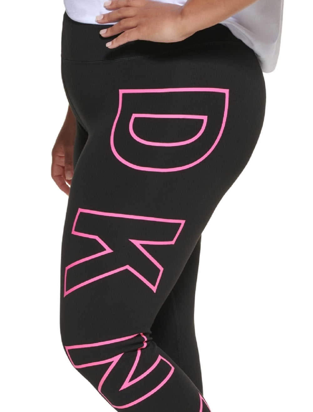 DKNY Women's Sport Plus High Waisted 7/8 Exploded Logo Leggings Pink Size 3X