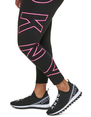 DKNY Women's Sport Plus High Waisted 7/8 Exploded Logo Leggings Pink Size 3X