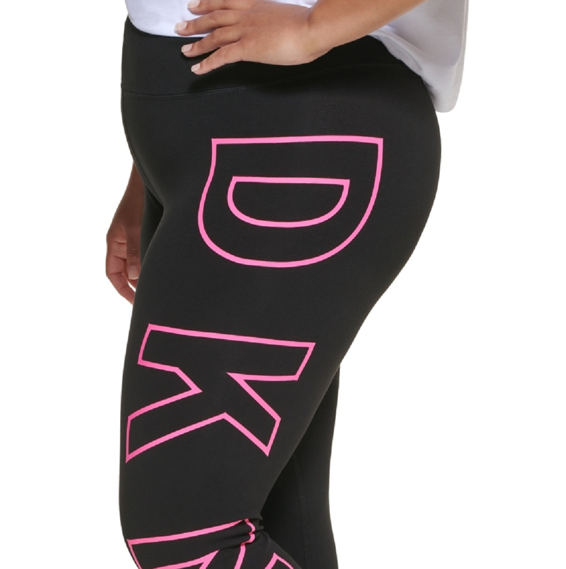 DKNY Women's High Waisted 7/8 Exploded Logo Leggings Pink Size 2X