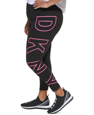 DKNY Women's High Waisted 7/8 Exploded Logo Leggings Pink Size 2X