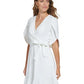 DKNY Women's Tulip Sleeve V Neck Dress White Size 10