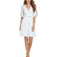DKNY Women's Tulip Sleeve V Neck Dress White Size 4