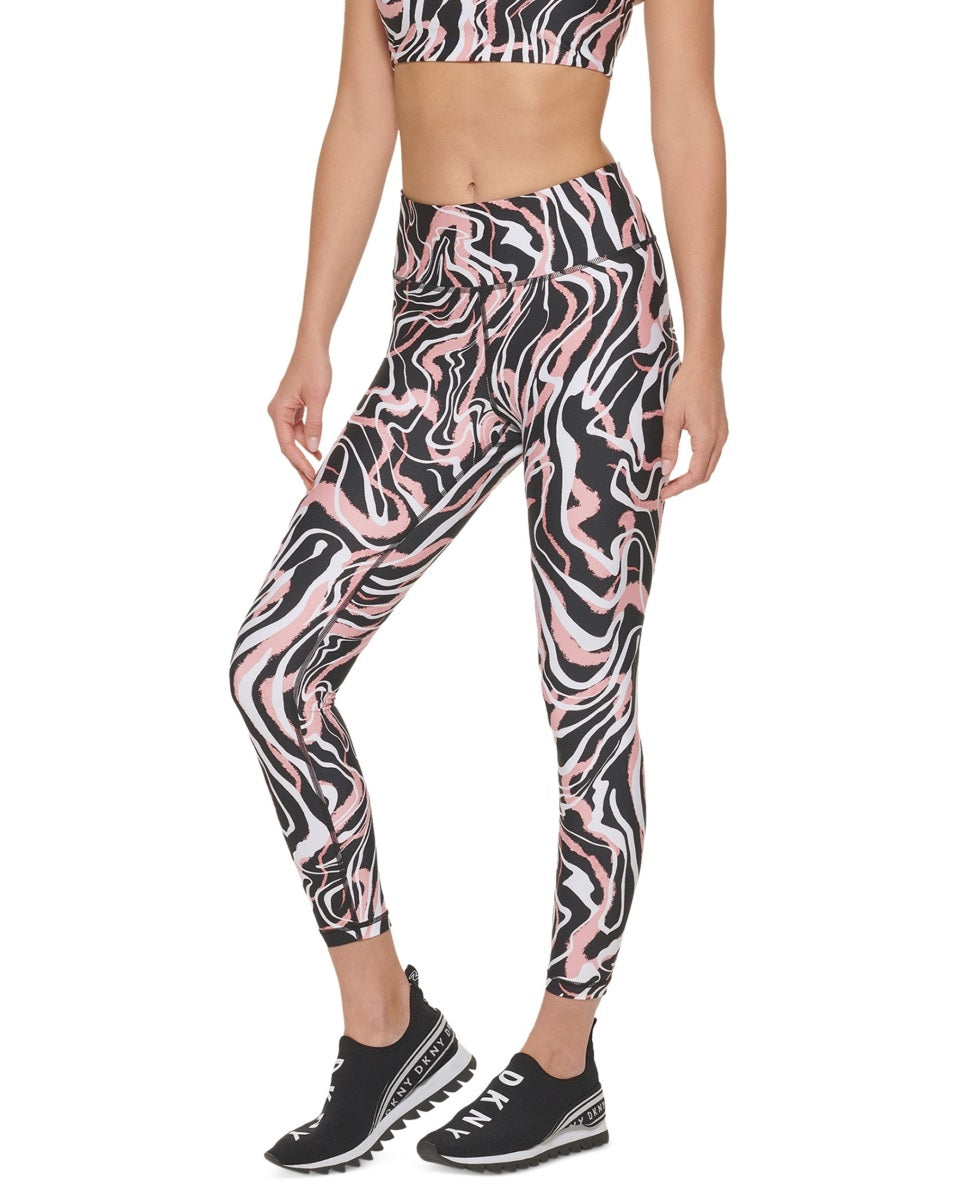 DKNY Women's Marble Print Sports Bra Black