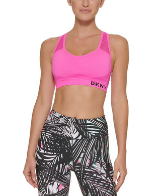 DKNY Women's Seamless Mesh Back Sports Bra Pink Size X-Small – Steals