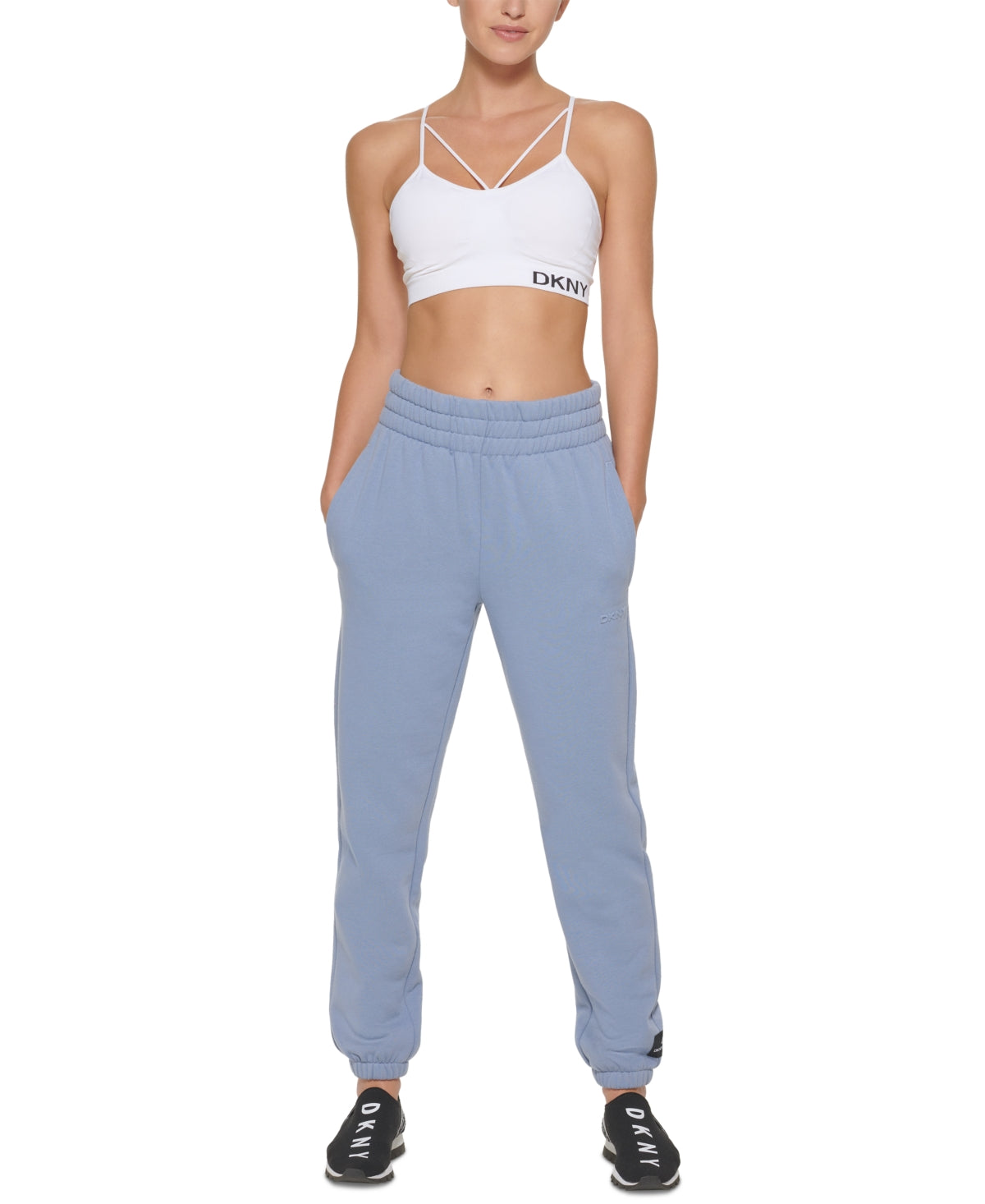 DKNY Women's High Waisted Joggers Blue Size Large