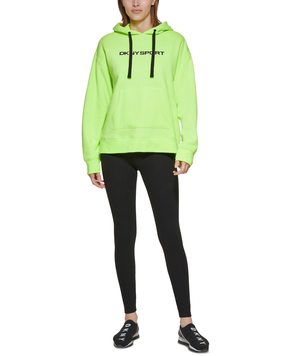 DKNY Women's Logo Hoodie Green Size X-Large