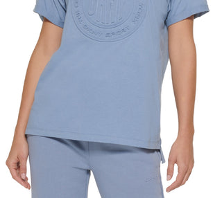 DKNY Women's Cotton Embossed Logo T-Shirt Blue Size X-Large