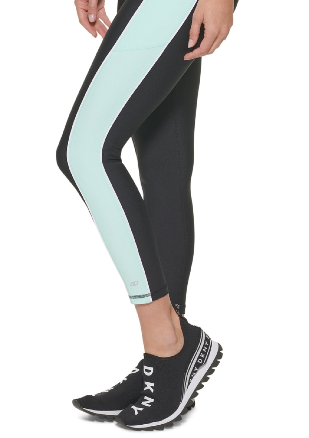 DKNY Women's Colorblocked Zip Front 7/8 Leggings Blue Size X-Large