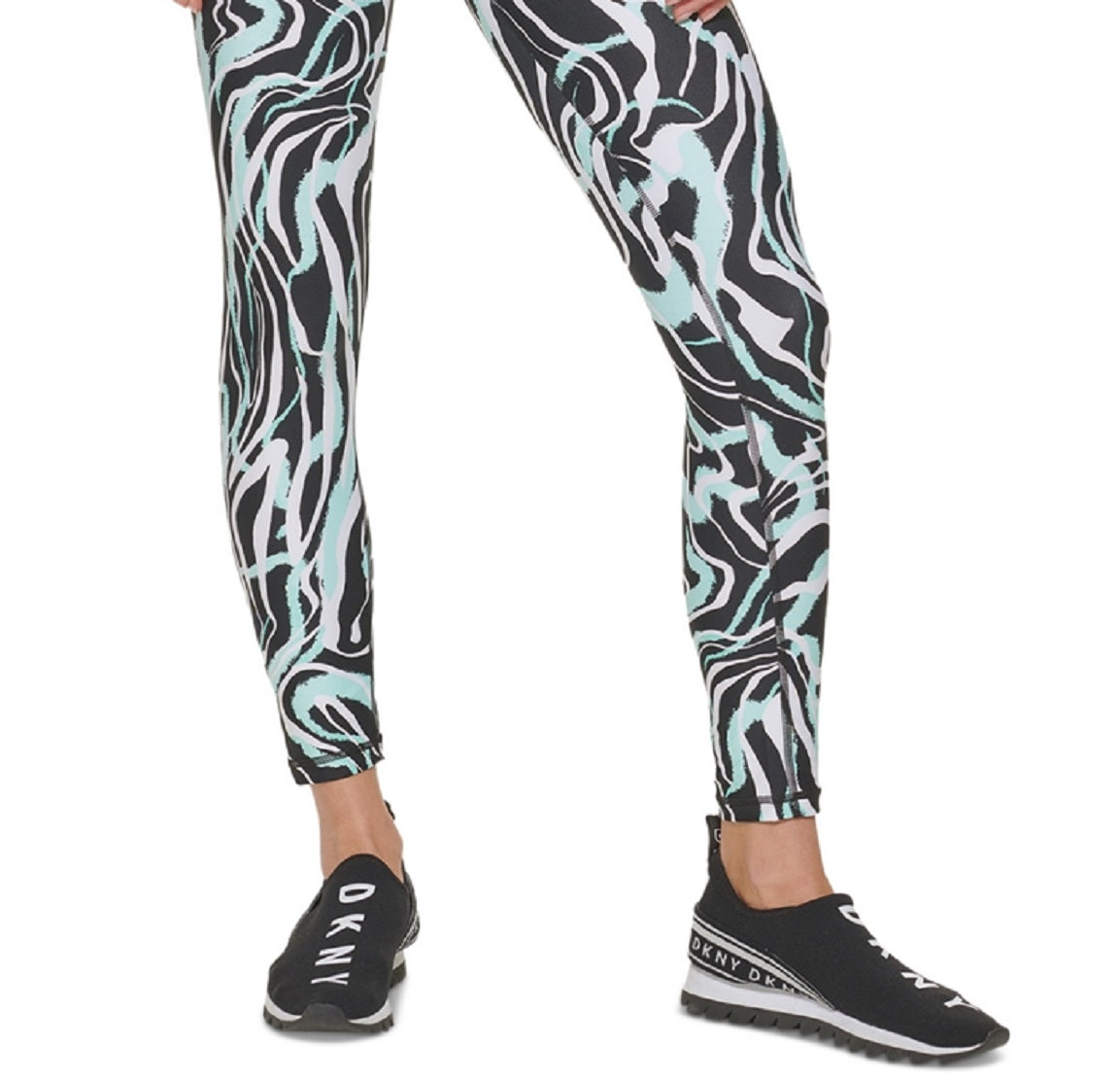 DKNY Women's Marble Print 7/8 Leggings Blue Size Large