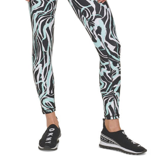 DKNY Women's Marble Print 7/8 Leggings Blue Size Large