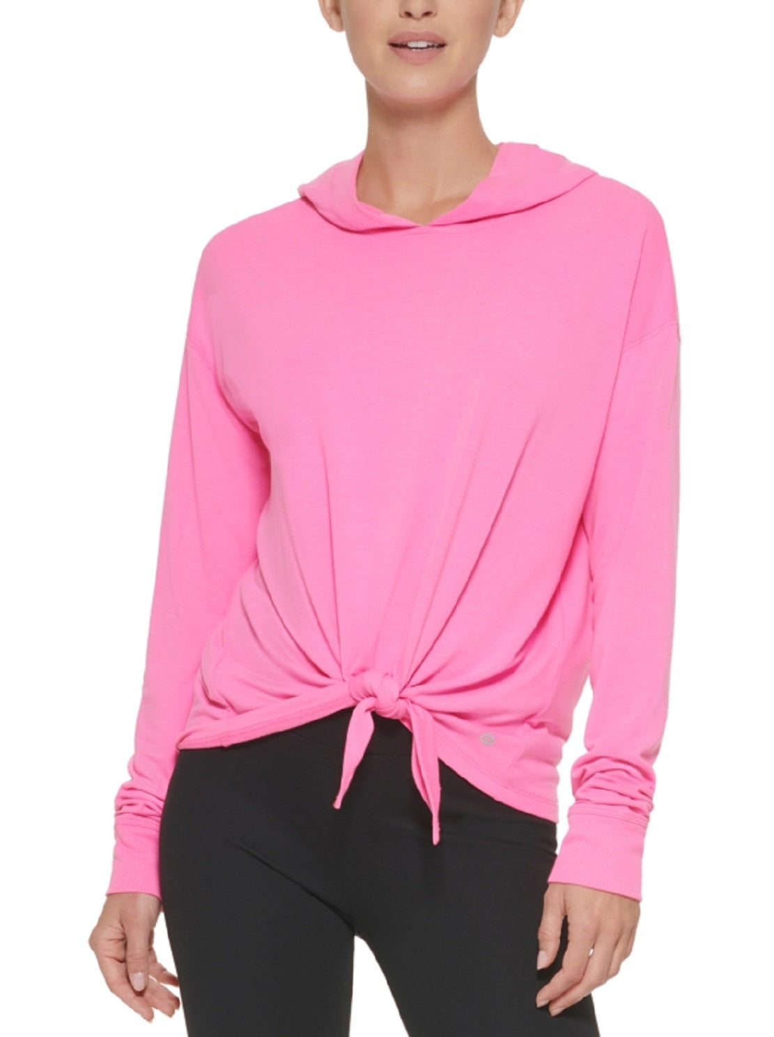DKNY Women's Yoga Tie Front Hoodie Pink Size Large
