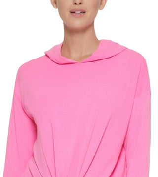DKNY Women's Yoga Tie Front Hoodie Pink Size Large