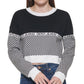 DKNY Women's Checkered Logo Sweater Black Size X-Large