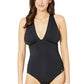 Michael Kors Women's Convertible Ruched One Piece Swimsuit Black Size 14