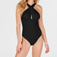 Michael Kors Women's Convertible Ruched One Piece Swimsuit Black Size 14
