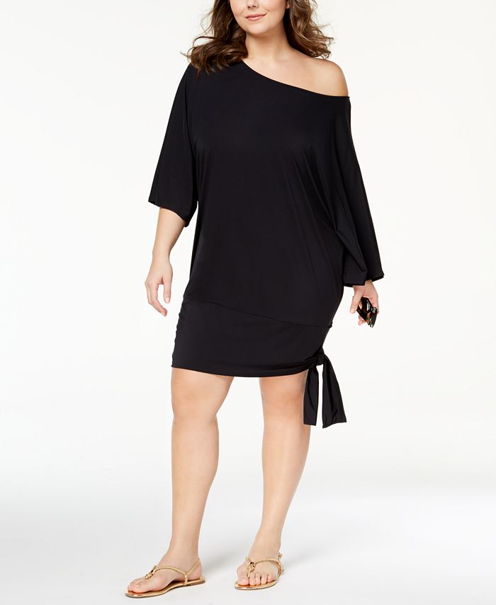 Michael Kors Women's Side Tie Cover Up Dress Swimsuit Black Size 2X