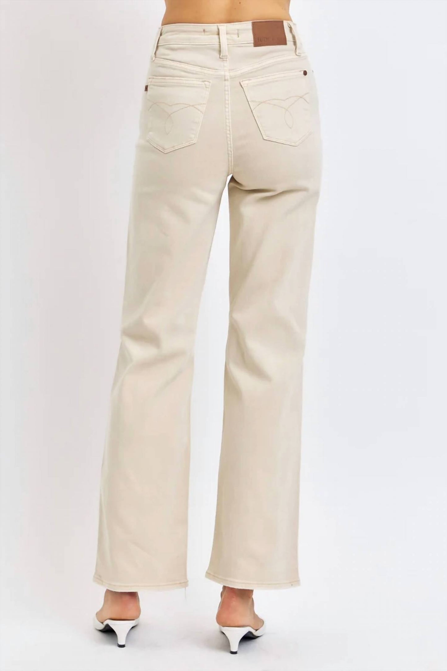 Judy Blue - Full Size High Waist Distressed Wide Leg Jeans
