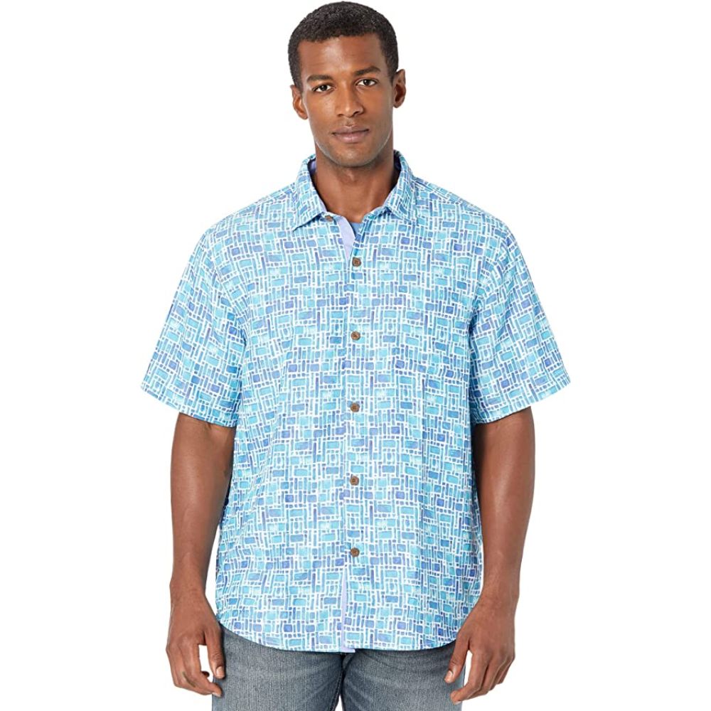 Tommy Bahama Men's Poolside Tiles Shirt Blue Size XXXL