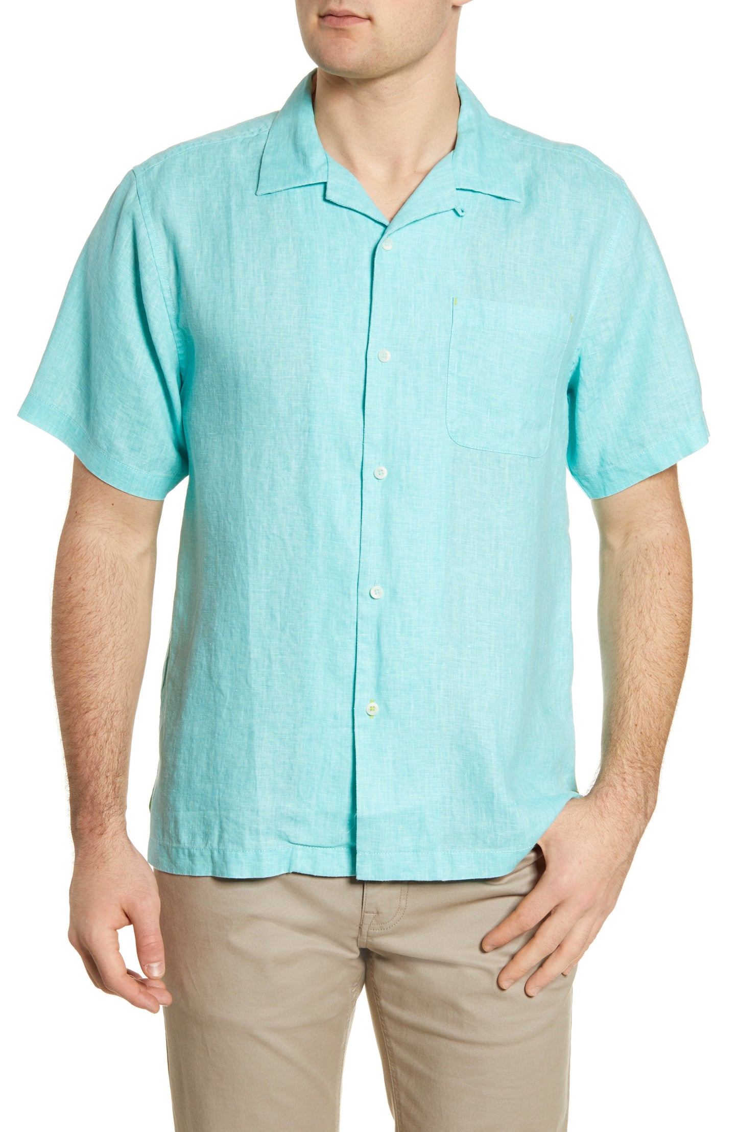 Tommy Bahama Men's Short Sleeve Sea Glass Camp Shirt Blue Size X-Large