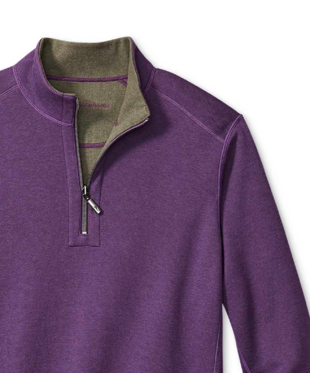 Tommy Bahama Men's Quarter Zip Flip Shore Shirt Purple Size X-Large