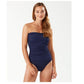 Tommy Bahama Women's  Pearl Shirred Bandeau One-Piece Swimsuit In Mare Navy Size 10