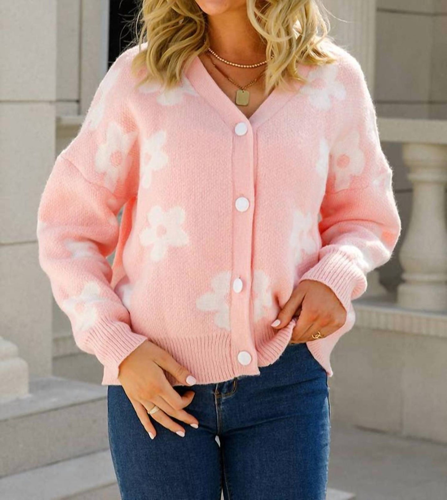 Doublju - Flower Pattern Sweater