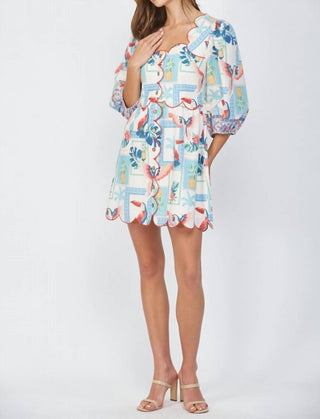 Fate - Tropical Print Scallop Mini Dress