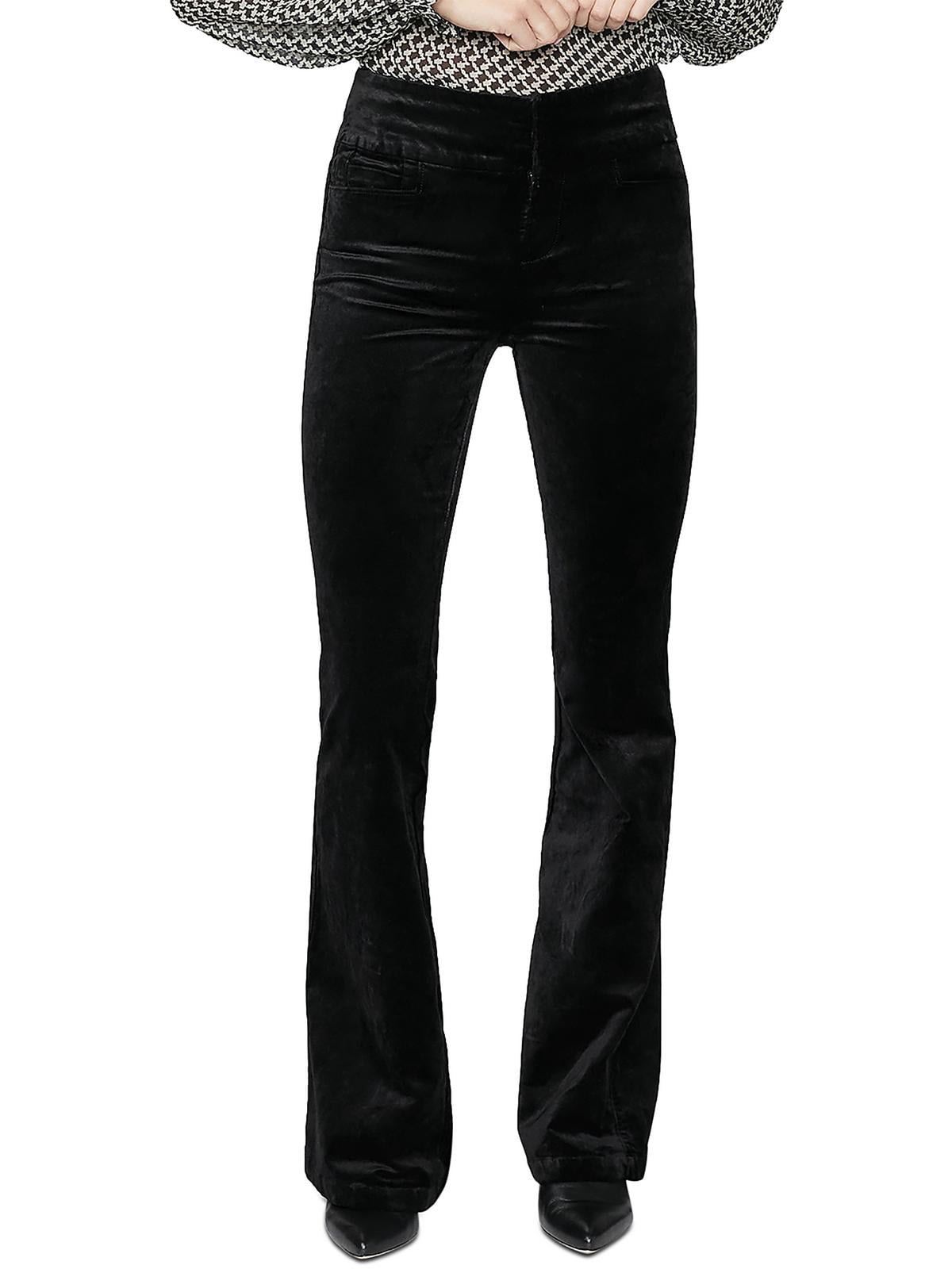 PAIGE Lou Lou Velvet High Waist Flare Pants Black Size 25