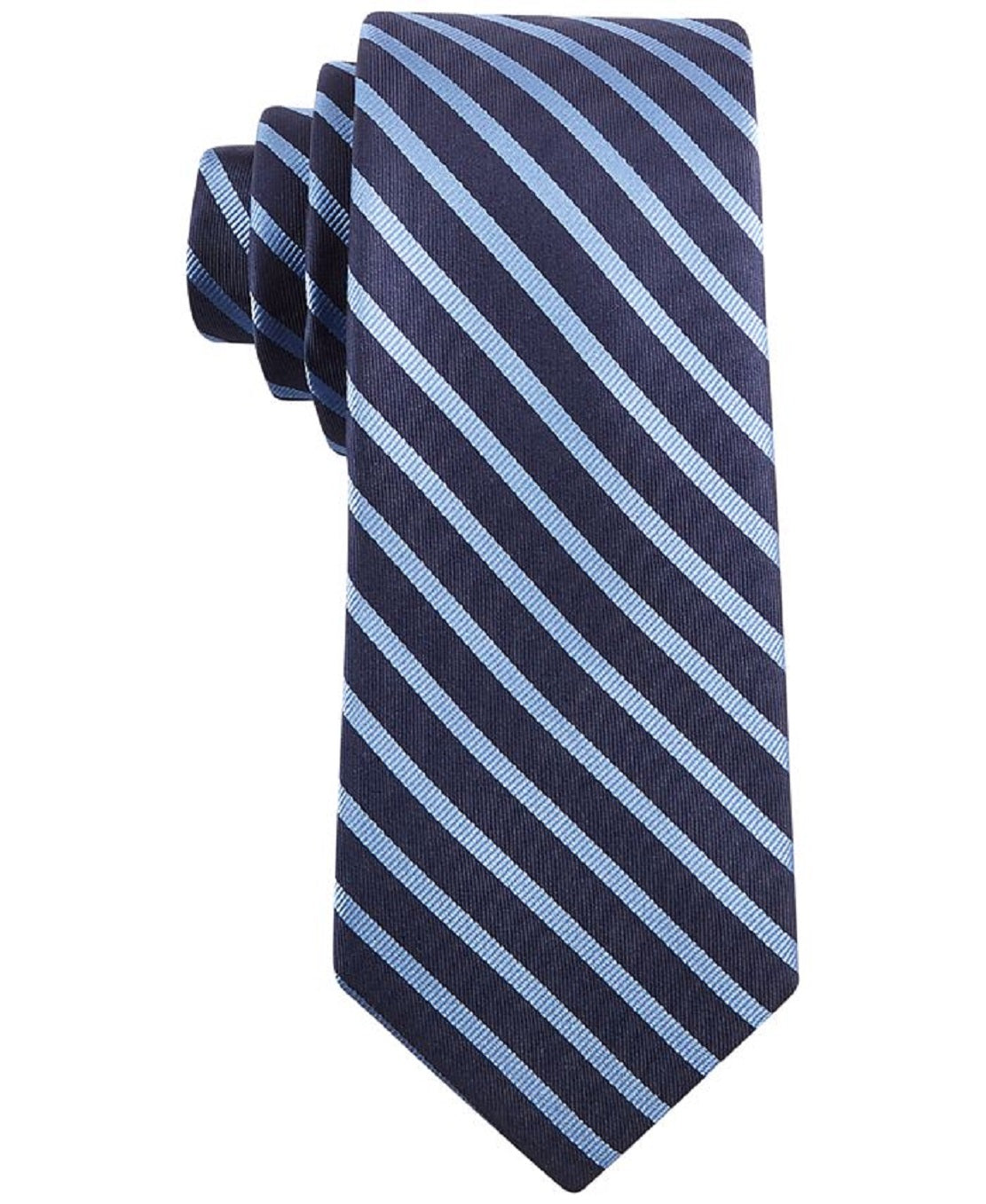 Tommy Hilfiger Men's Exotic Slim Stripe Silk Tie Blue Size Regular