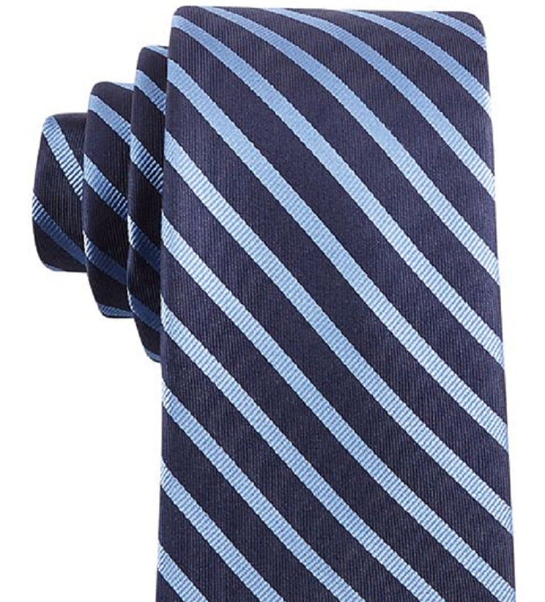 Tommy Hilfiger Men's Exotic Slim Stripe Silk Tie Blue Size Regular