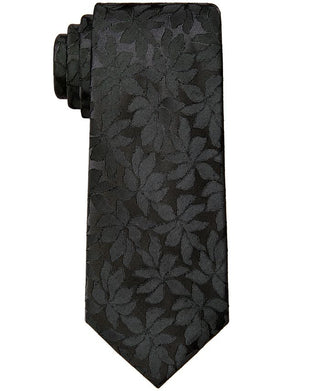 Calvin Klein Men's Slim Botanical Sateen Tie Black Size Regular