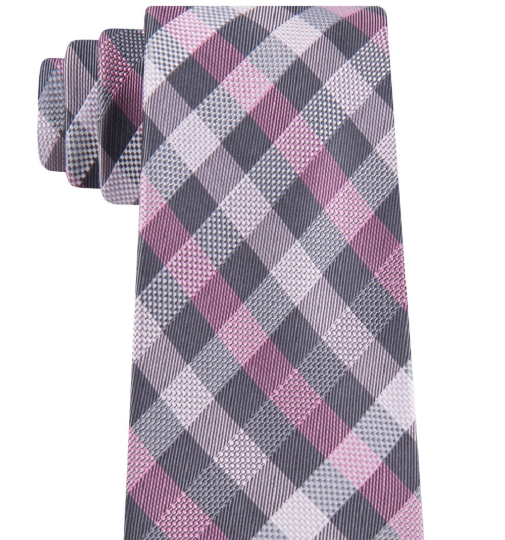 Michael Kors Men's Spectrum Plaid Tie Pink Size Regular