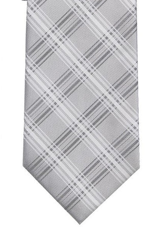 Calvin Klein Men's Slim Frosted Plaid Tie Gray Size Regular