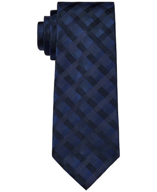 Calvin Klein Men's Tonal Plaid Tie Blue Size Regular