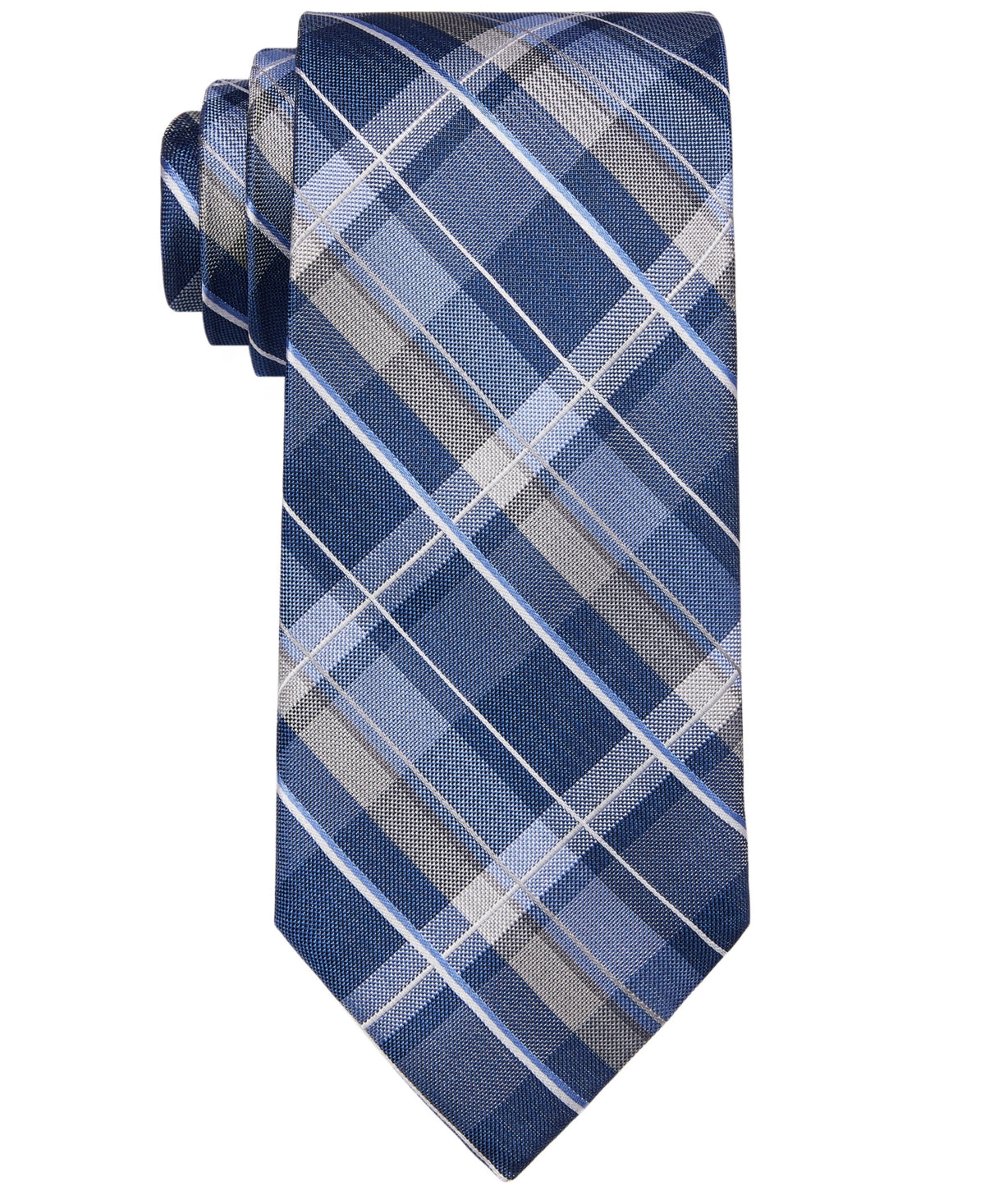 Michael Kors Men's Classic Design Plaid Tie Blue Size Regular