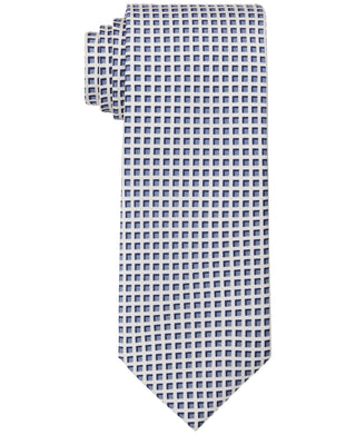 Calvin Klein Men's High Rise Slim Grid Silk Tie Blue Size Regular