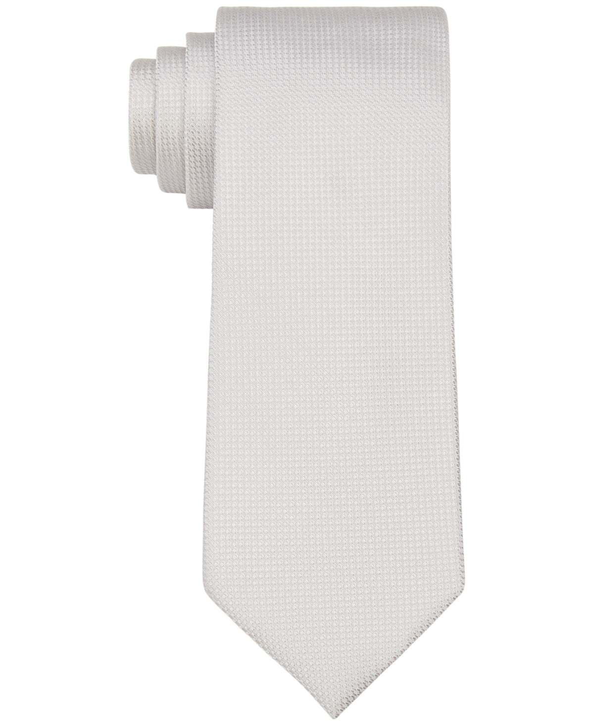 Calvin Klein Men's Scallop Slim Textured Tie White Size Regular