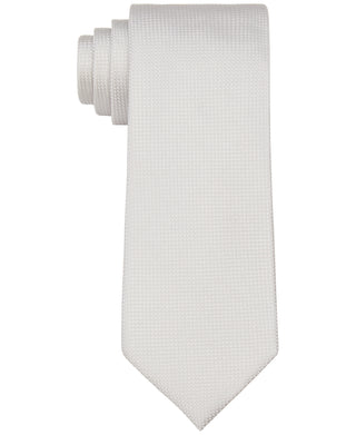 Calvin Klein Men's Scallop Slim Textured Tie White Size Regular