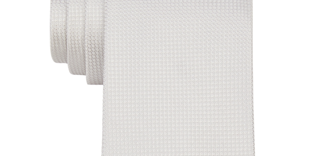 Calvin Klein Men's Scallop Slim Textured Tie White Size Regular