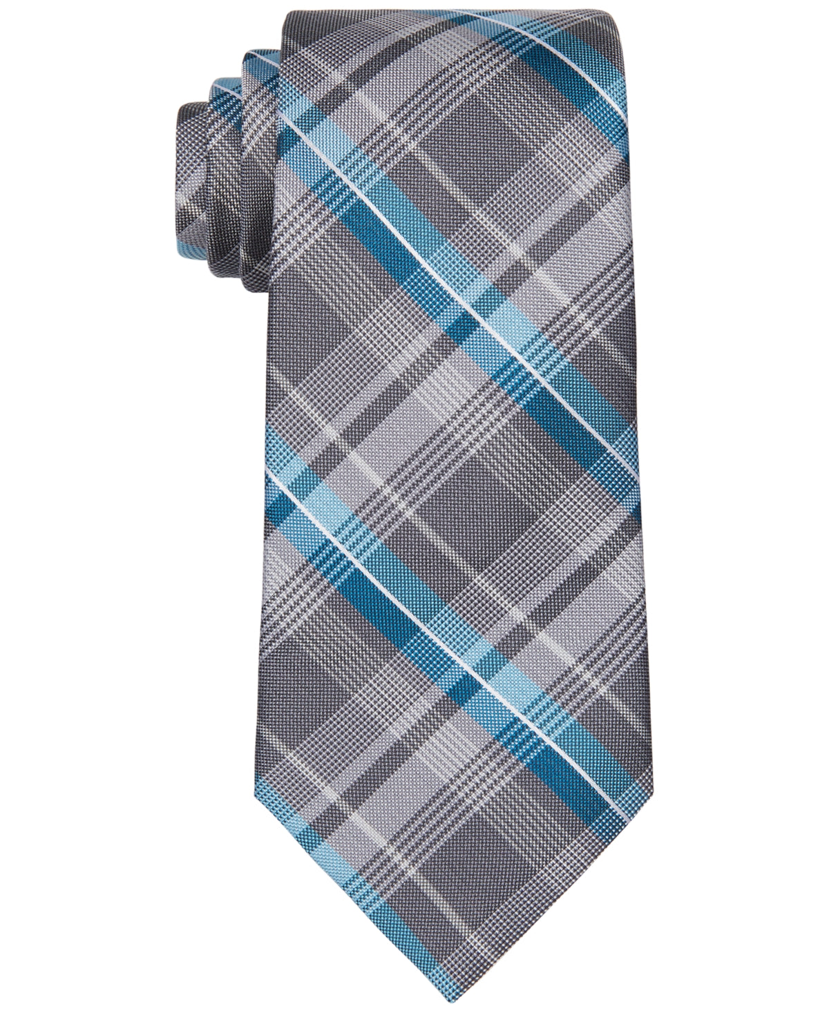 Michael Kors Men's Classic Pop Color Plaid Tie Blue Size Regular